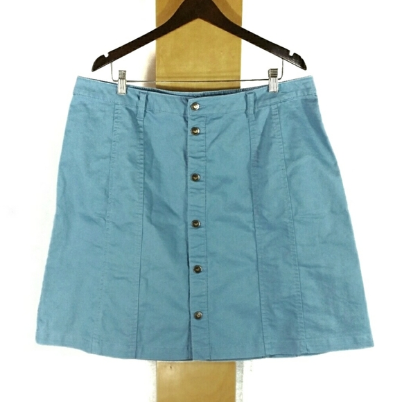 Woman Within A-line Button Front Denim Skirt (A) - Picture 2 of 6